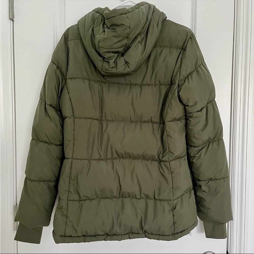Olive Green Hooded Puffer Jacket - Picture 2 of 13